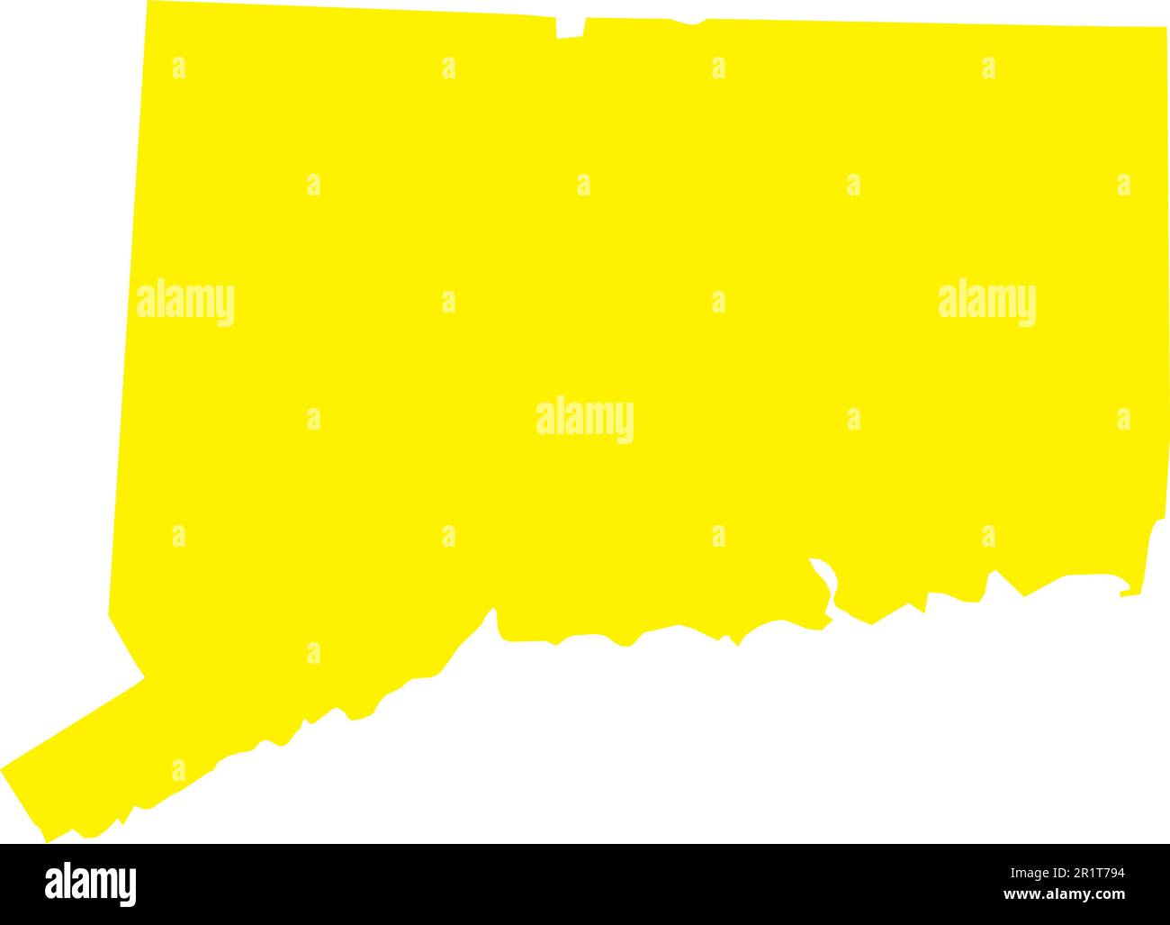 Mappa dei colori CMYK GIALLO del CONNECTICUT, USA Illustrazione Vettoriale