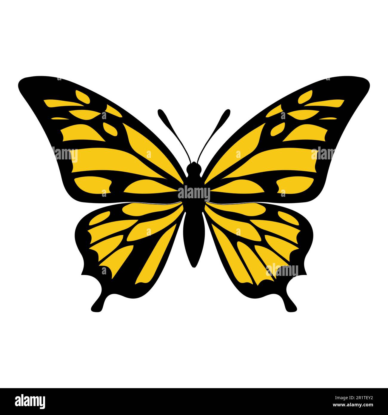 Farfalla con ali gialle isolata su sfondo bianco. Illustrazione vettoriale. EPS 10. Illustrazione Vettoriale