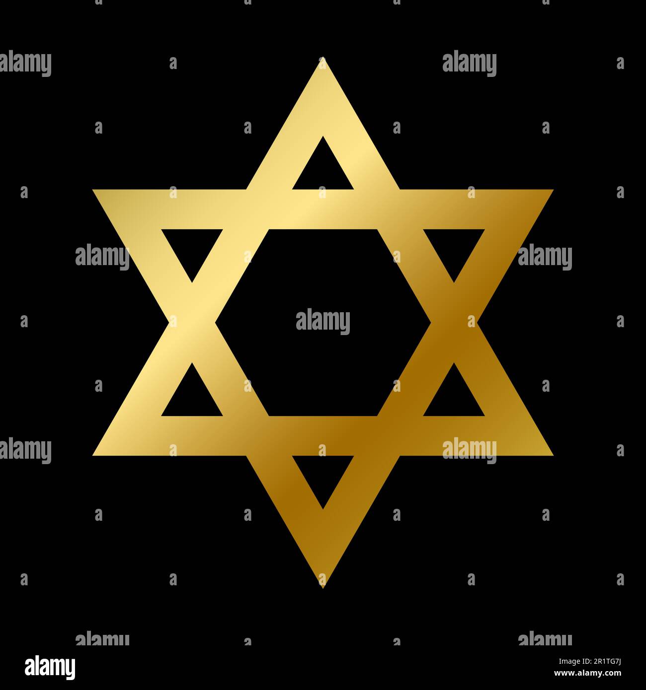 David stella simbolo isolato. Ebraismo religioso segno d'oro contorno su sfondo bianco disegno vettoriale. Brillante stella biblica ebraica. Religione Illustrazione Vettoriale