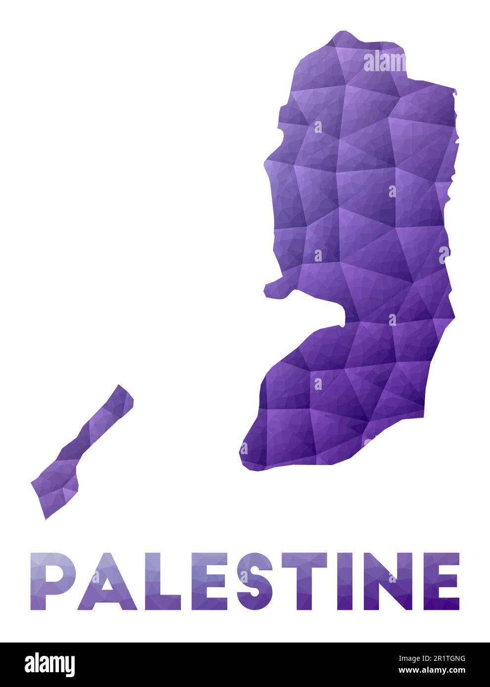 Mappa della Palestina. Illustrazione poly bassa del paese. Design geometrico viola. Illustrazione del vettore poligonale. Illustrazione Vettoriale