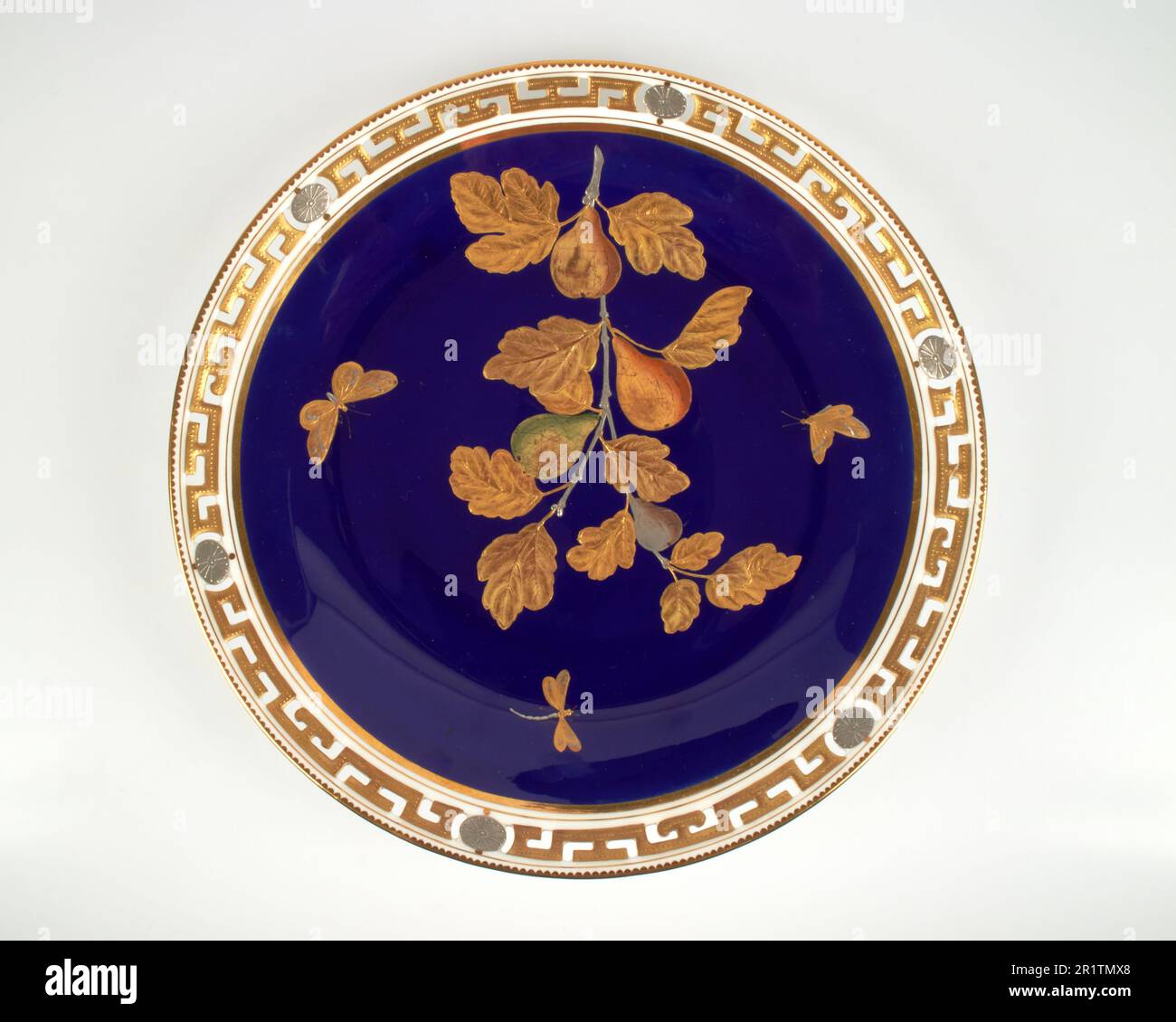 Antico 1880s Minton blu cobalto argento e oro rialzato doratura Foto Stock