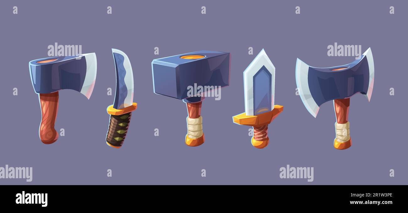 un'arma medievale cartoon vari in set Illustrazione Vettoriale