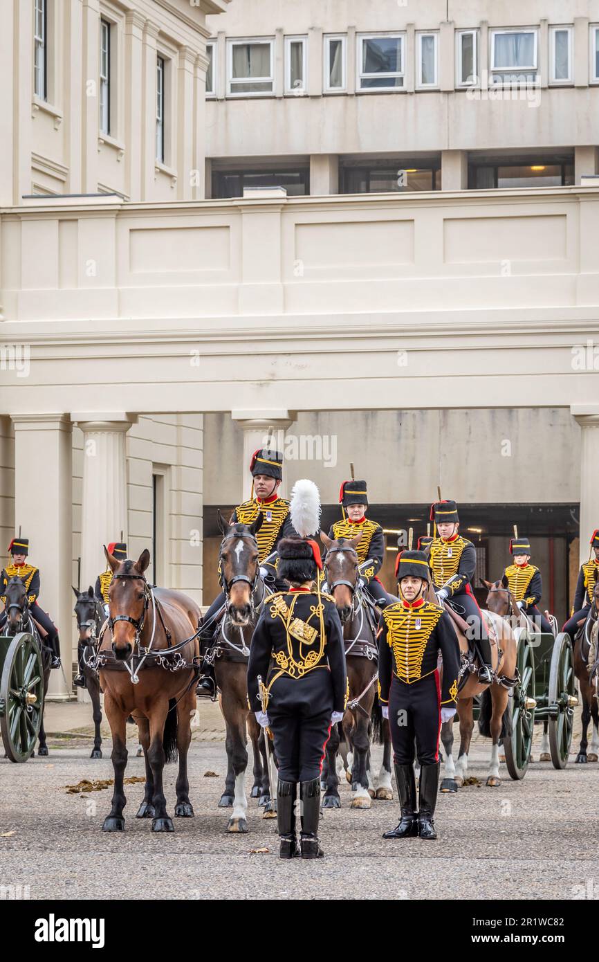 Kings Troop Royal Horse Artillery, Wellington Barracks, Londra, Regno Unito Foto Stock