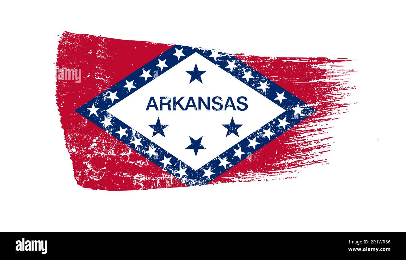Corsa spazzola a grunge con bandiera Arkansas Foto Stock