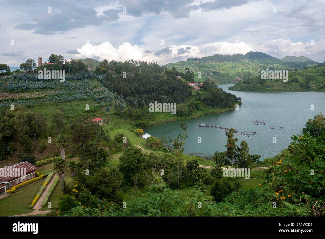 Vista sul bellissimo lago Kivu a Kibuye Foto Stock
