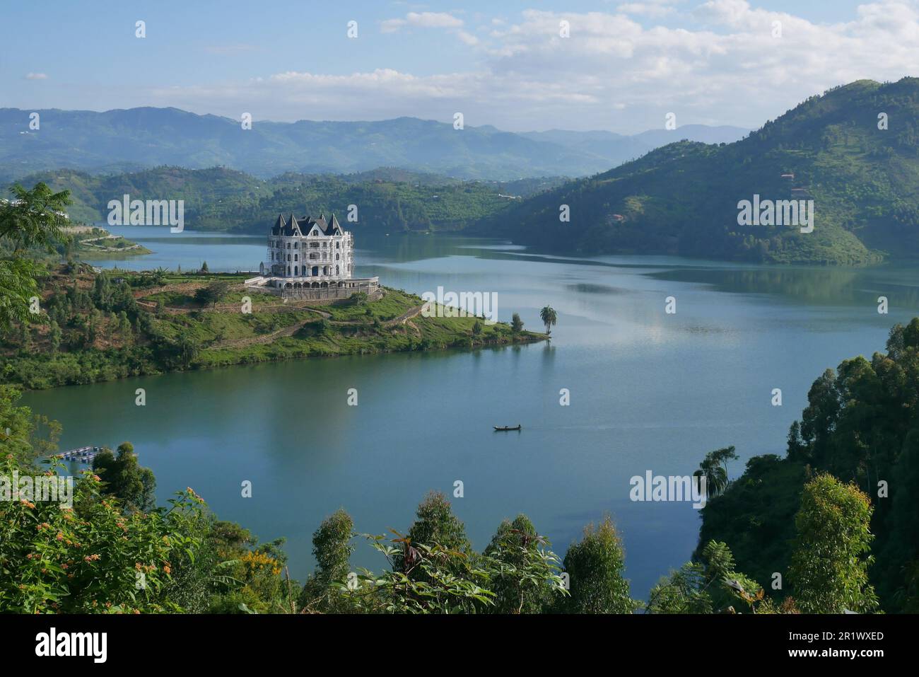 Vista sul bellissimo lago Kivu a Kibuye Foto Stock