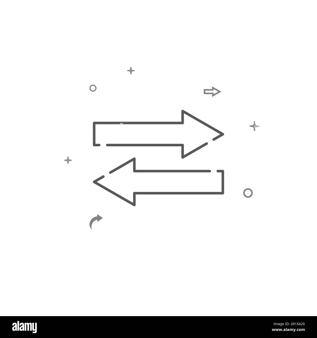 Due frecce laterali sinistra destra di trasferimento semplice icona della linea vettoriale. Simbolo, pittogramma, segno isolato su sfondo bianco. Tratto modificabile. Regolare lo spessore della linea Illustrazione Vettoriale