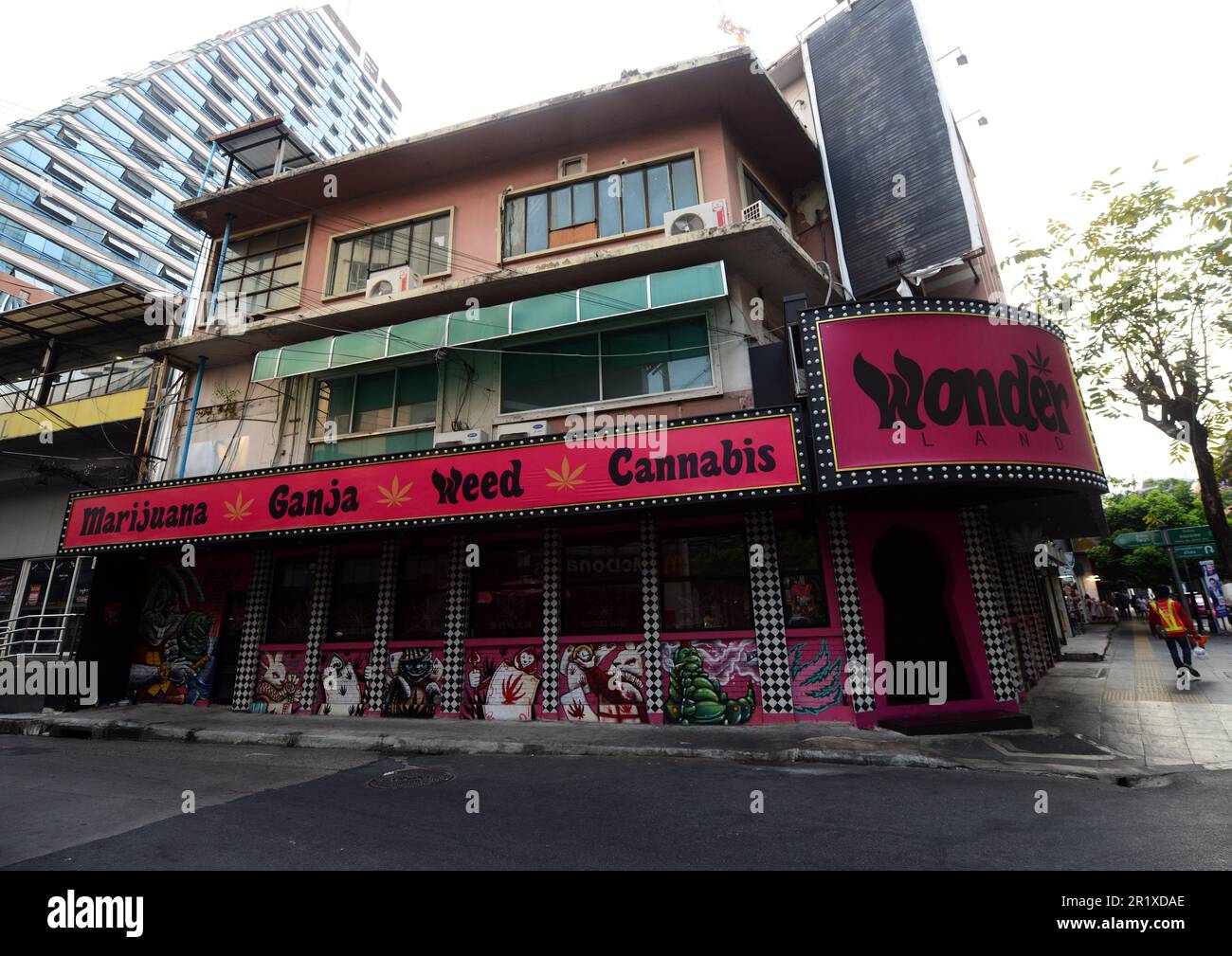 Un negozio legale di cannabis/erbacce/ganja/marijuana a Nana, Sukhumvit Road, Bangkok, Thailandia. Foto Stock