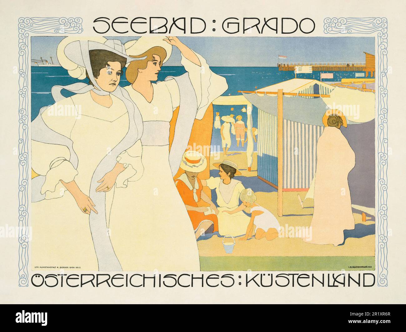 Seebad grado. Österreichisches Küstenland di Josef Maria Auchentaller (1865-1949). Poster pubblicato nel 1906 in Austria. Foto Stock