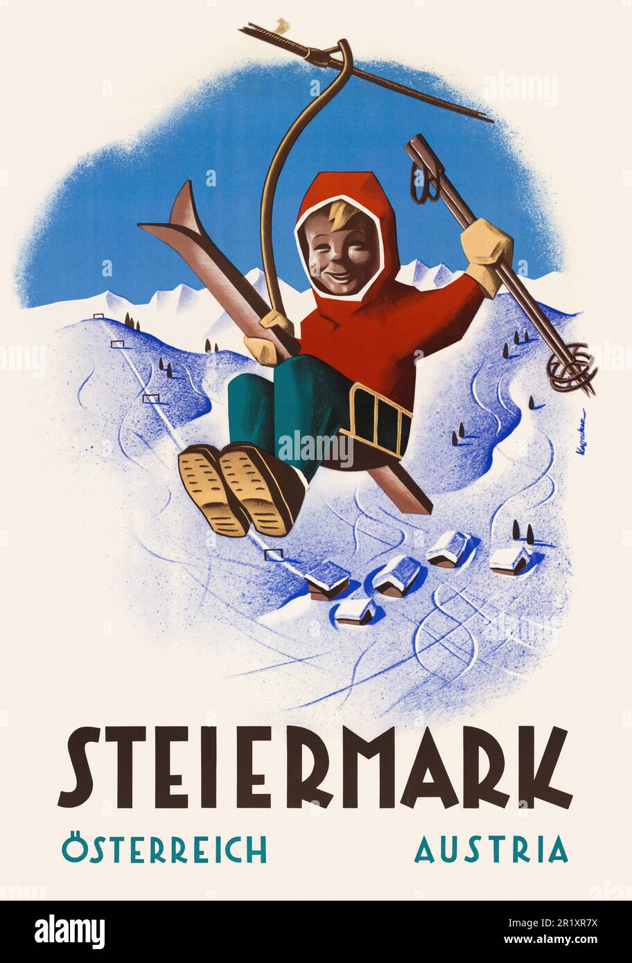 Steiermark. Österreich. Austria di Paul Kassecker (1903-1992). Poster pubblicato nel 1955. Foto Stock