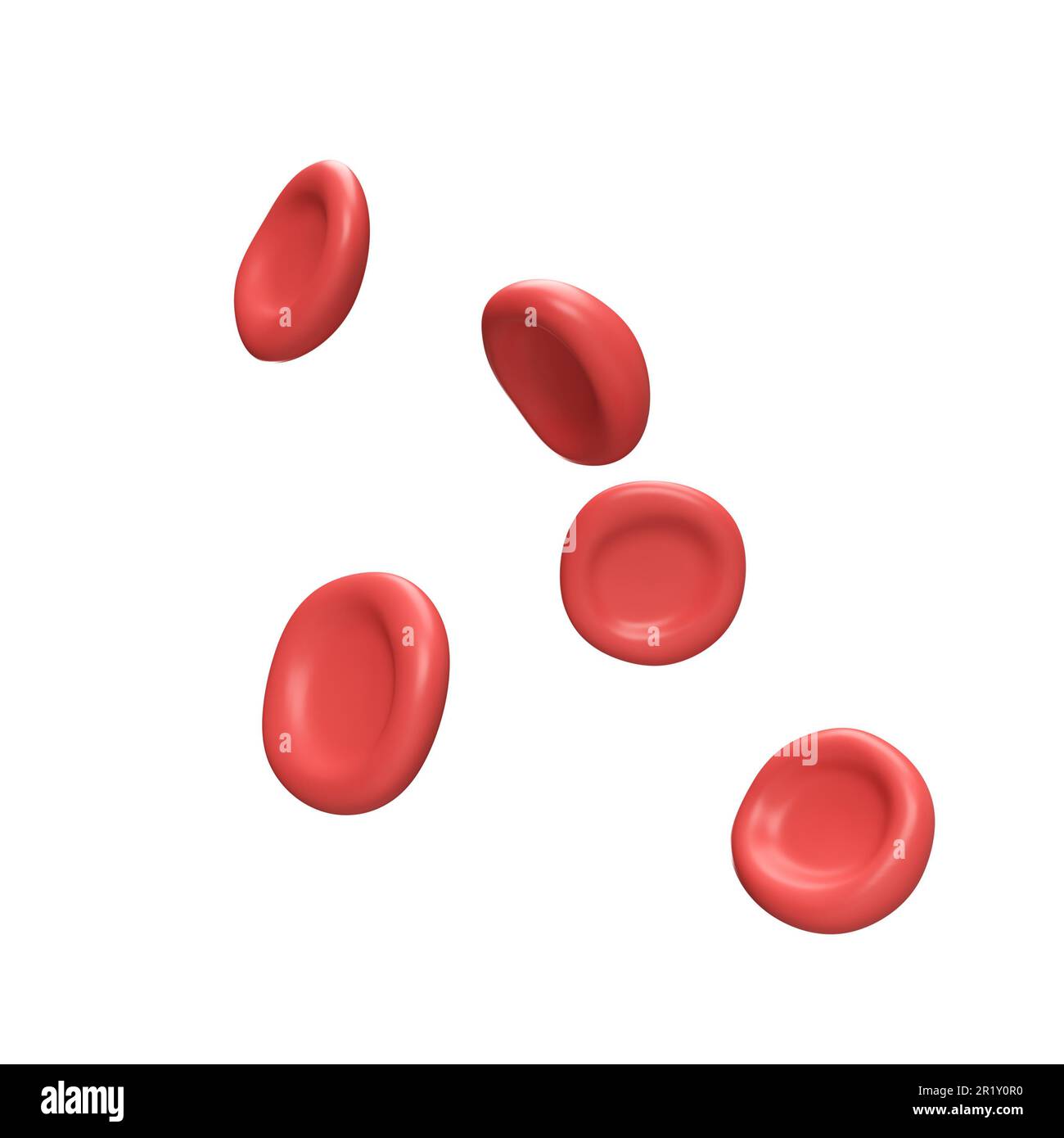 3d flusso di globuli rossi piastrine ferro anemia eritrocitaria. Rappresentazione realistica dell'analisi medica su sfondo bianco con tracciato di ritaglio Foto Stock
