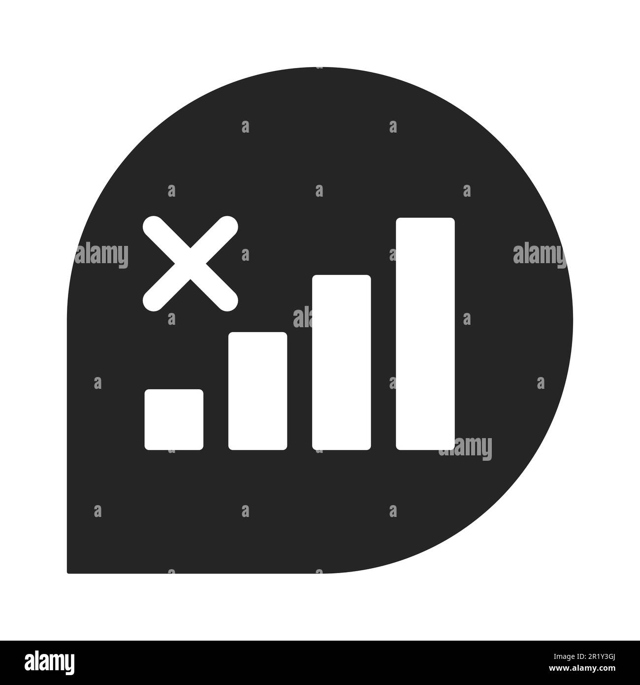 Nessun segnale telefonico icona del vettore isolato monocromatico piatto Illustrazione Vettoriale