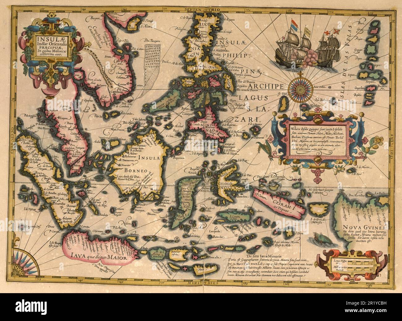 Atlas, mappa da 1623, Asia, Isole, Java, Borneo, Papua, Filippine, riproduzione restaurata digitalmente da un'incisione di Gerhard Mercator, nato come Gheert Cremer, 5 marzo 1512 - 2 dicembre 1594, geografo e cartografo / Landkarte aus dem Jahre 1623, Asien, Inseln, Java, Borneo, Papua, Philippinen, digital restaurierte Reproduktion von einem Kupferstich von Gerhard Mercator, geboren als Gheert Cremer, 5. März 1512 - 2. Dezember 1594, Geograph und Kartographf Foto Stock