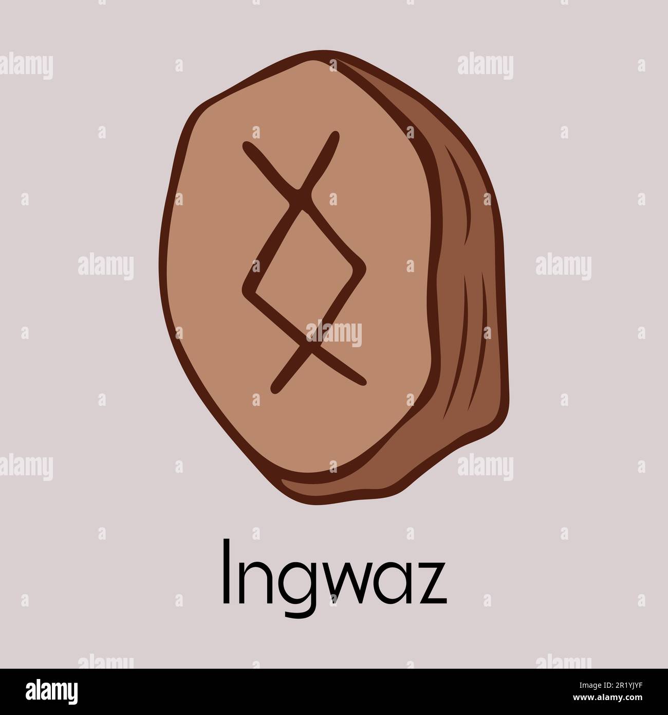 Rune Ingwaz.Ancient Scandinavian rune.Runes senior futarka.Magic,cerimonie,simboli religiosi.Predictions e amuleti Illustrazione Vettoriale