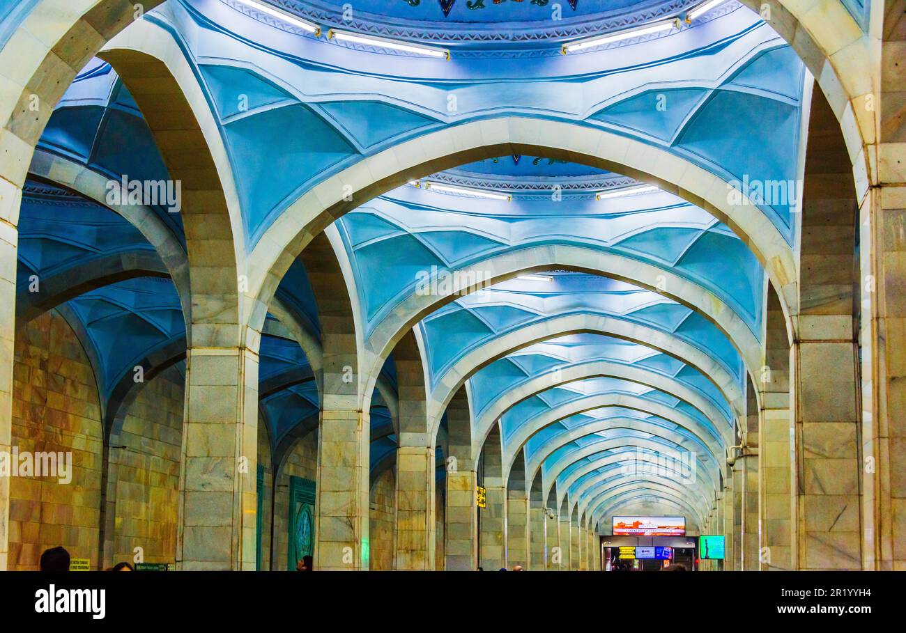 TASHKENT, UZBEKISTAN - Apr 27, 2019: interni di Alisher Navoiy la Stazione della Metropolitana di Tashkent, Uzbekistan Foto Stock