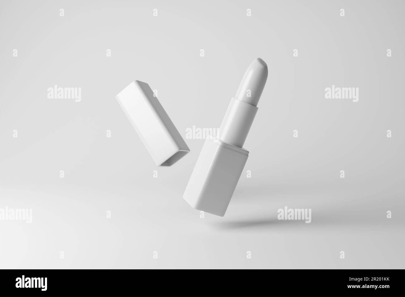 Rossetto cosmetico su sfondo bianco. L'illustrazione è un concetto di minimalismo e modello per la presentazione e il mockup del prodotto Foto Stock