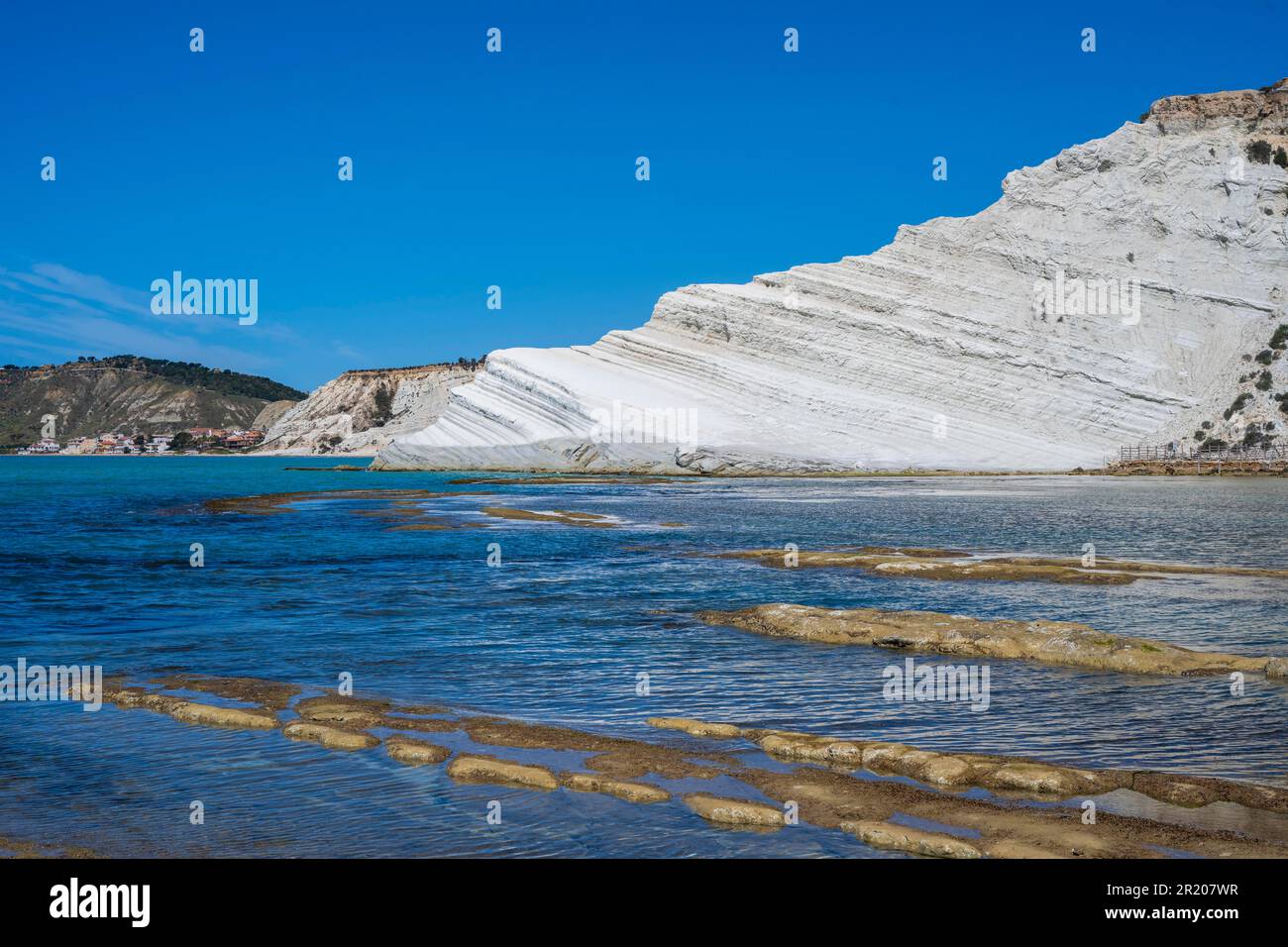 Scogliera di gesso Scala dei Turchi, Scala Turca, Realmonte, Sicilia, Italia Foto Stock