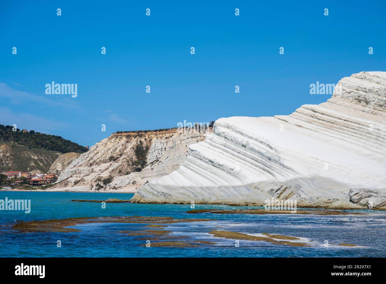 Scogliera di gesso Scala dei Turchi, Scala Turca, Realmonte, Sicilia, Italia Foto Stock