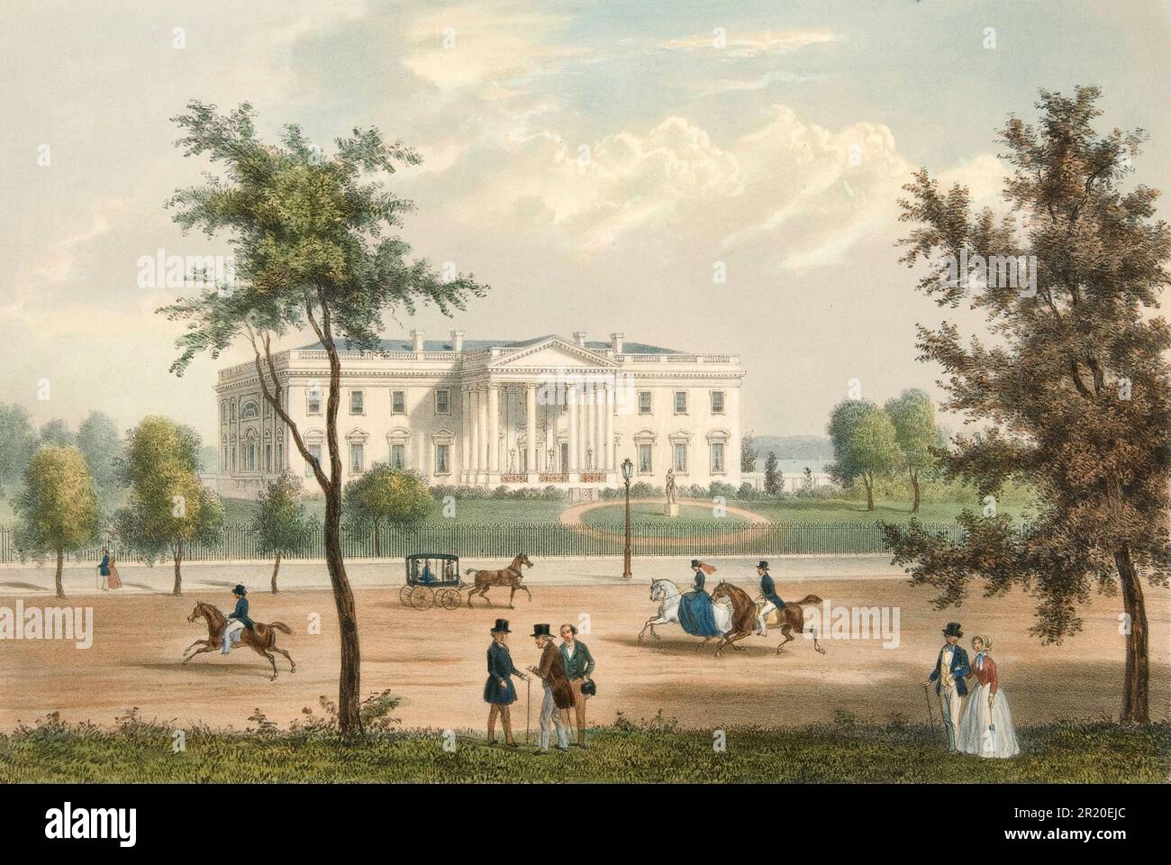 Washington, Casa del Presidente, Casa del Presidente, successivamente Casa Bianca, 1848, America, storica, Riproduzione restaurata digitalmente da un originale del 19th ° secolo / Washington, Casa del Presidente, Haus des Präsident, später Weißes Haus, 1848, Amerika, Historisch, ristorante digitale Reproduktion von einer Vorlage aus dem 19. Jahrhundert Foto Stock