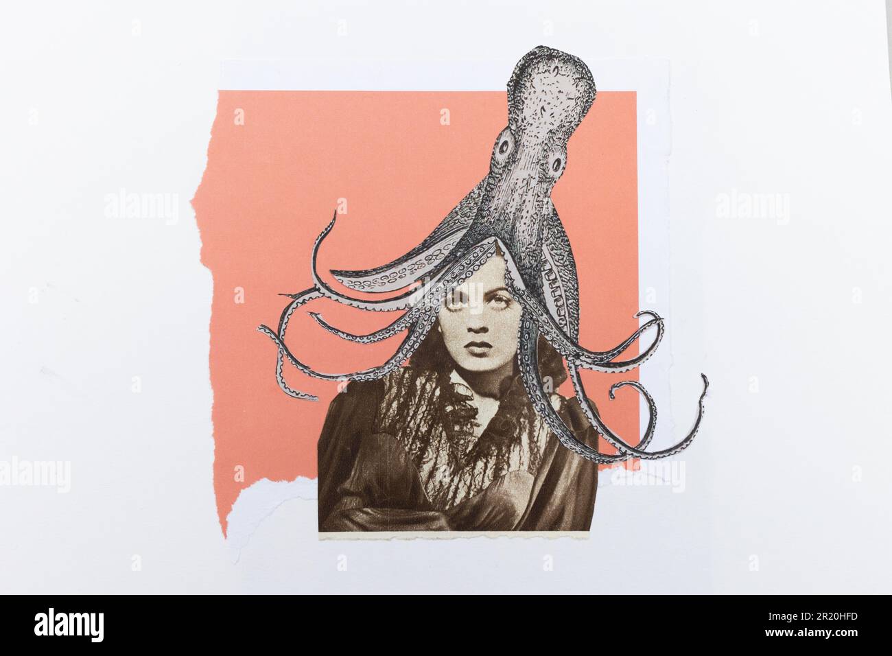 Londra, Regno Unito. 13 maggio 2023. Una fotografia di un collage di stile surrealista tagliato a mano dal titolo, ‘Bad Hair Day’ realizzato da Katie Collins. Credito: Katie Collins/Alam Foto Stock