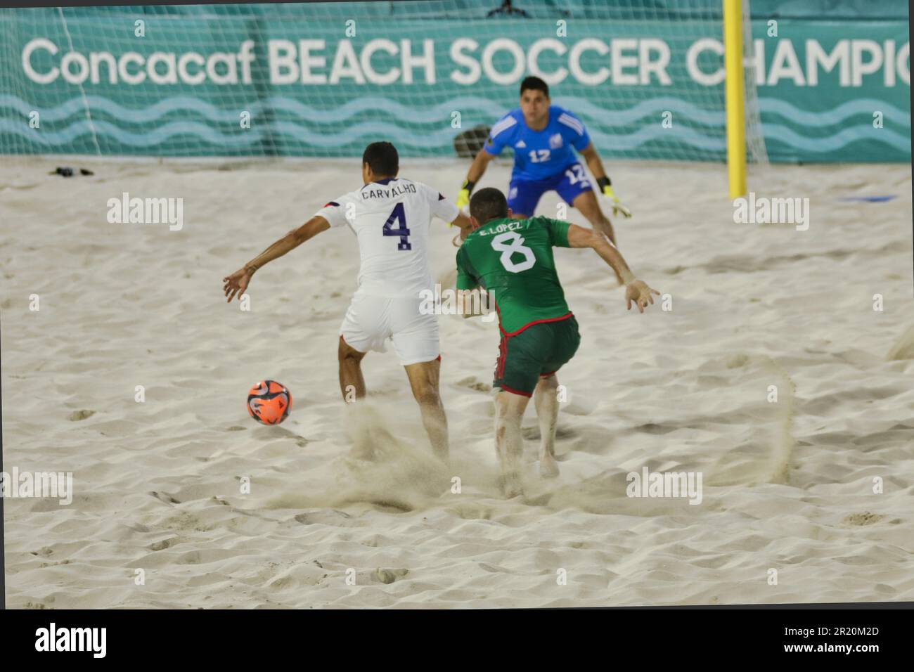 USA vs Mexico Beach Soccer Championship a Nassau, Bahamas Foto Stock