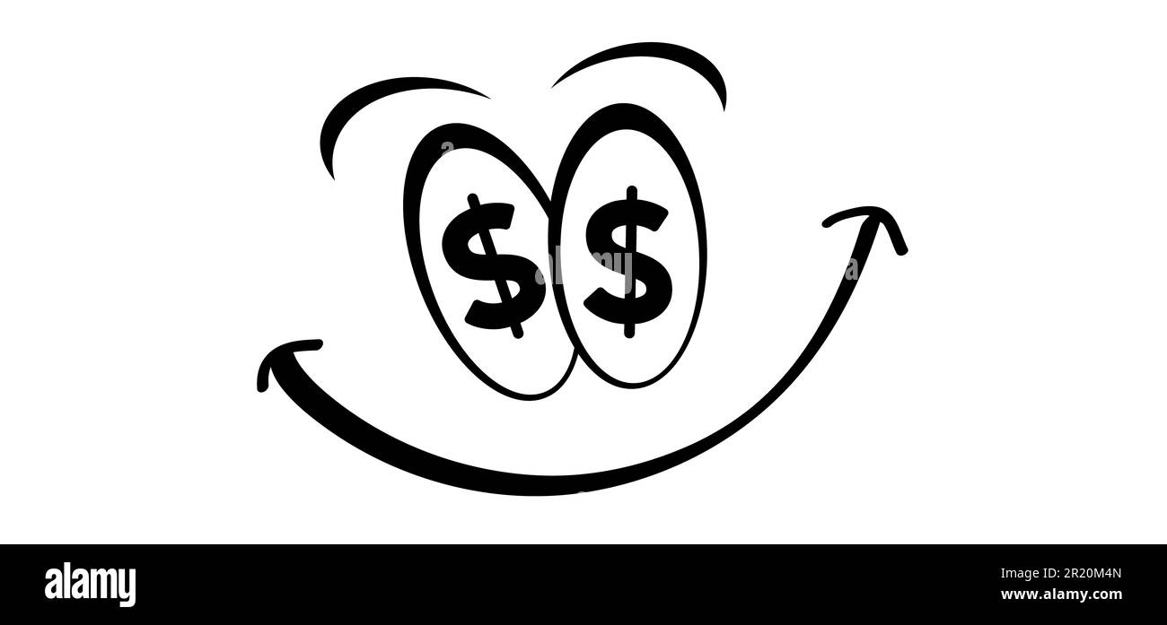 Cartoon bundle usa carta moneta e occhio. Vettore dollaro, banconote o bolletta. Fatture per contanti e valuta. Banconote, investimenti finanziari bancari. Foto Stock