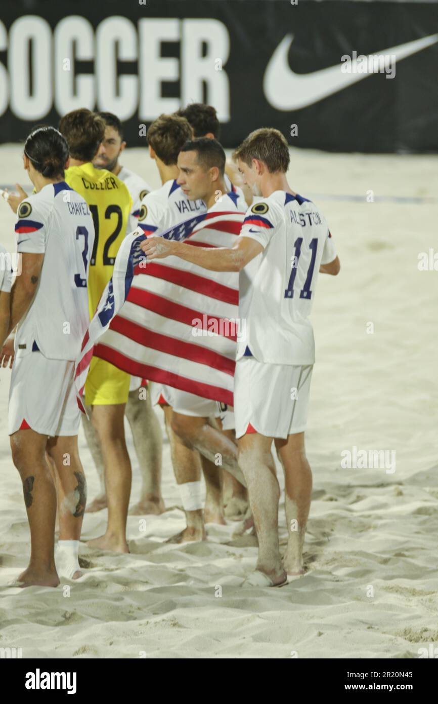 USA vs Mexico Beach Soccer Championship a Nassau, Bahamas Foto Stock