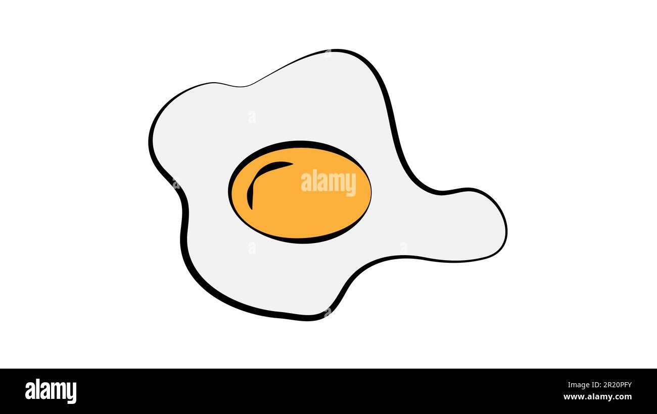 uova strapazzate su sfondo bianco, illustrazione vettoriale. uovo con tuorlo giallo. colazione deliziosa. deliziose e abbondanti uova fritte. la proteina si diffonde Illustrazione Vettoriale