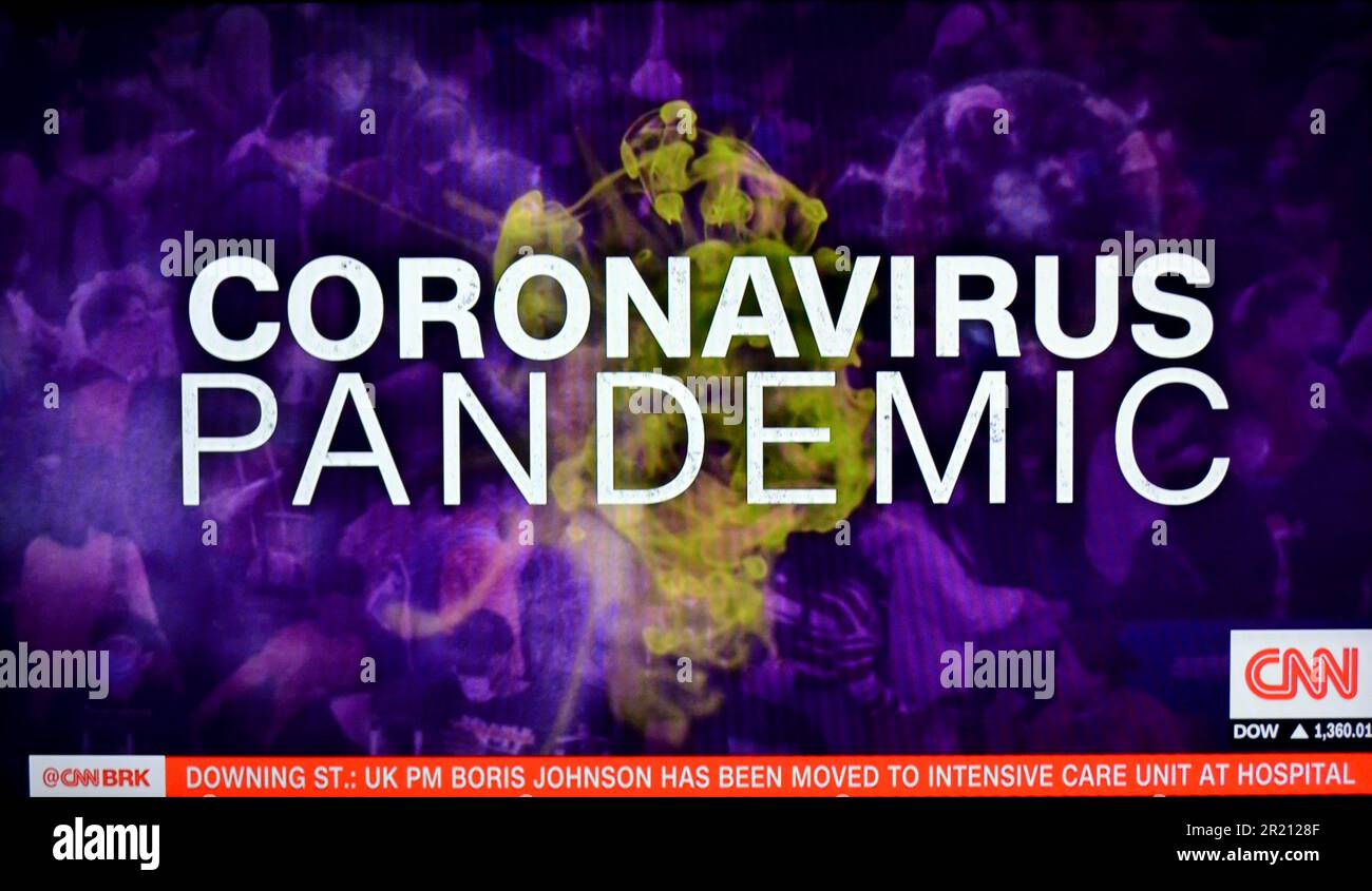 Screengrab dalla CNN che riporta la pandemia COVID-19. Foto Stock