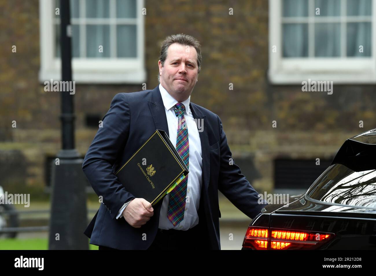 Fotografia di Mark Spencer, Chief Whip, al di fuori del numero 10 di Downing Street, Londra. Foto Stock
