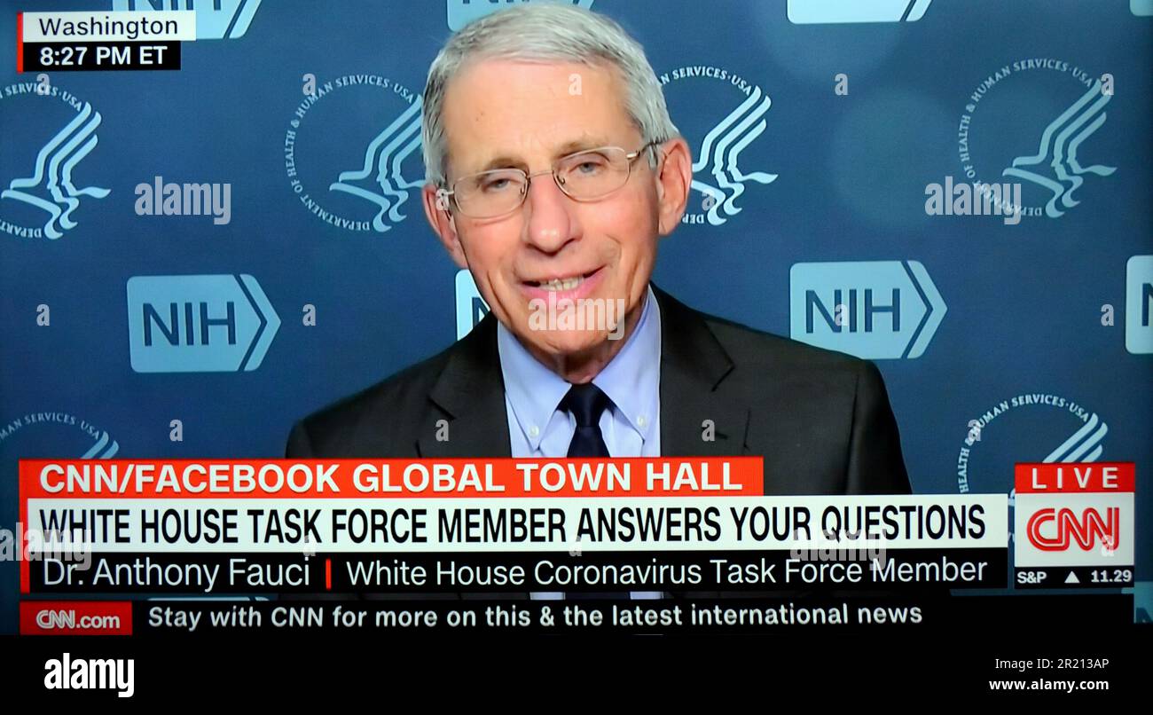 Screengrab dalla CNN che riporta l'aggiornamento del dottor Anthony Fauci sulla pandemia COVID-19, 20th marzo 2020 Foto Stock