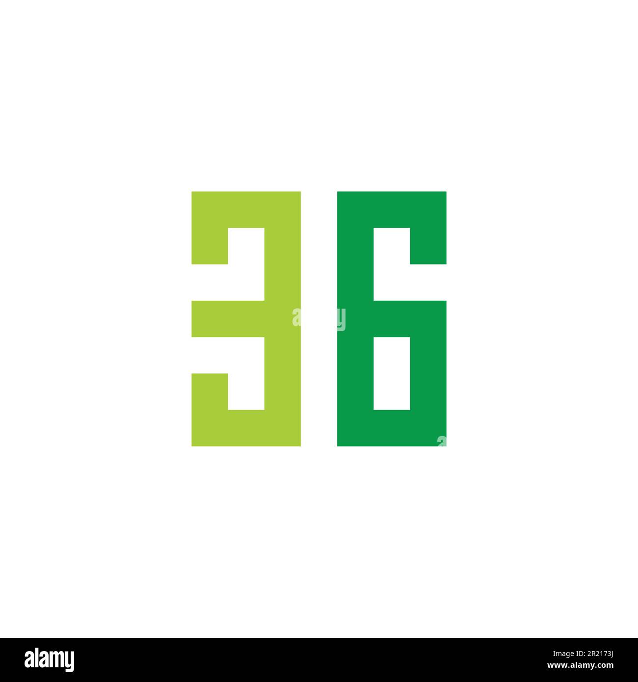 Numero 36 simbolo geometrico quadrato semplice vettore logo Illustrazione Vettoriale