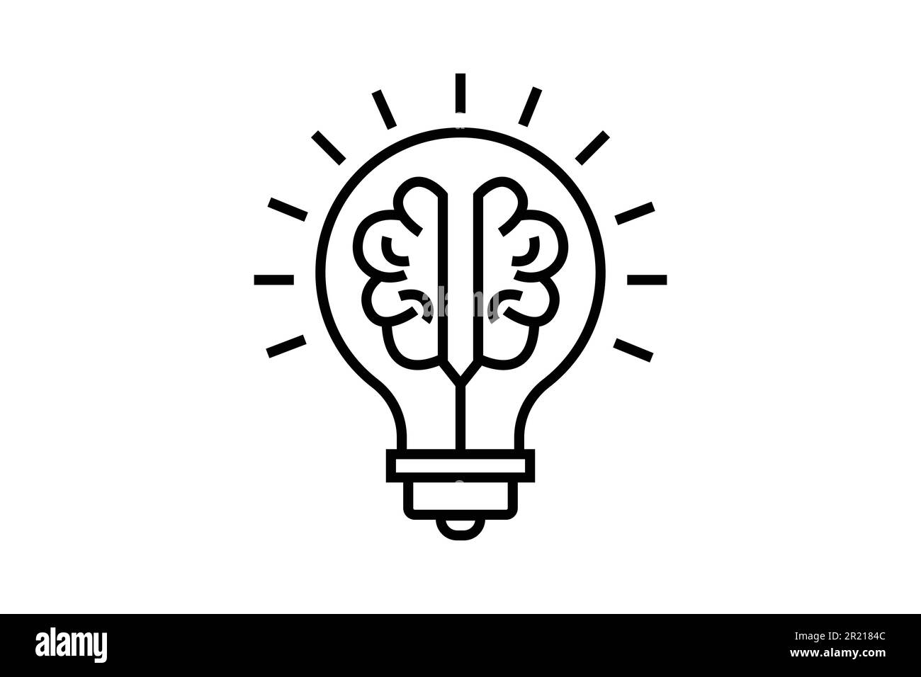 Icona dell'idea creativa. Cervello in lampadina. icona relativa all'idea creativa, all'innovazione, alla soluzione, all'istruzione. Stile icona linea. Semplice disegno vettoriale editabl Illustrazione Vettoriale