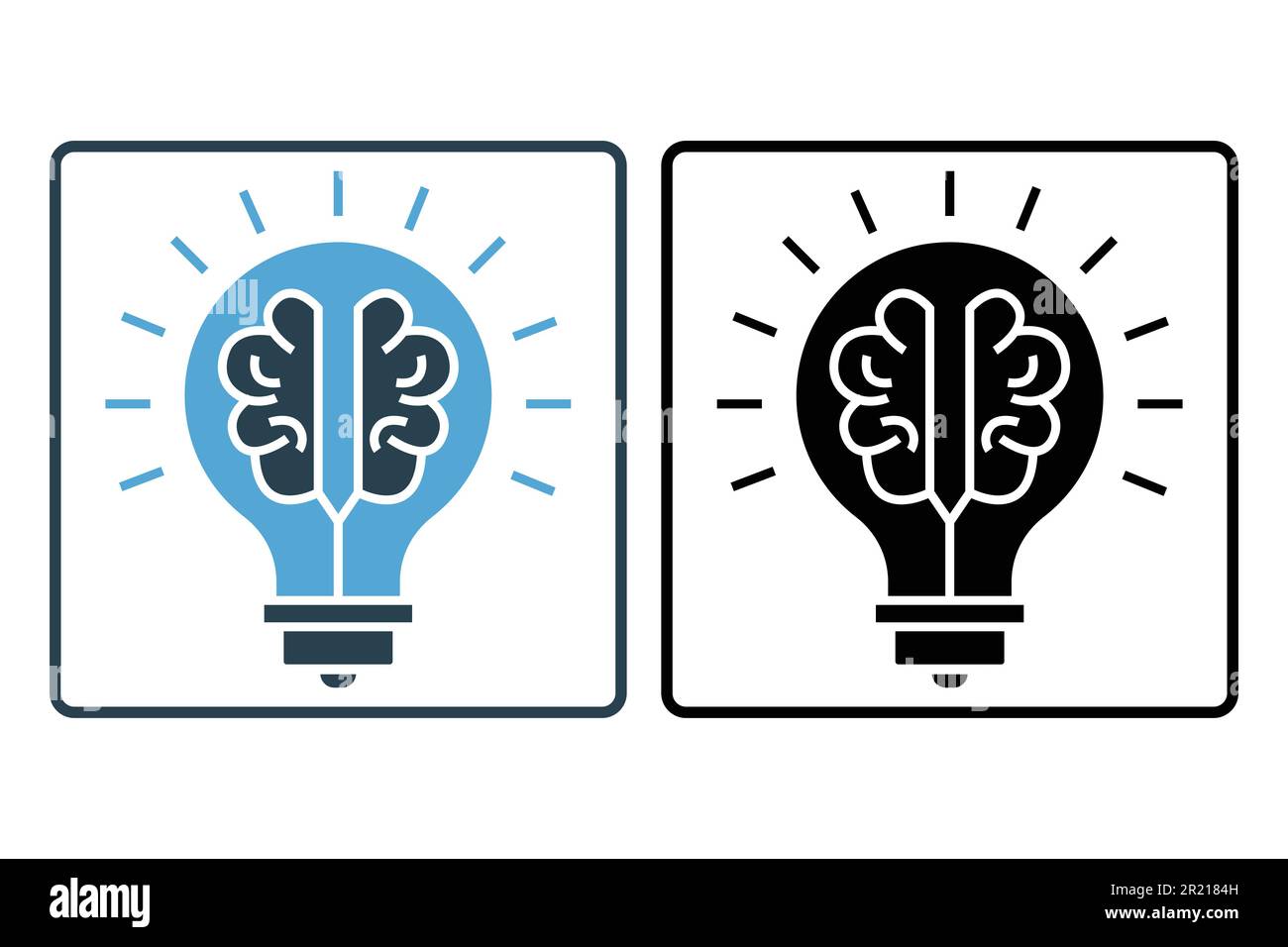 Icona dell'idea creativa. Cervello in lampadina. icona relativa all'idea creativa, all'innovazione, alla soluzione, all'istruzione. Stile icona a tinta unita. Semplice disegno vettoriale editab Illustrazione Vettoriale