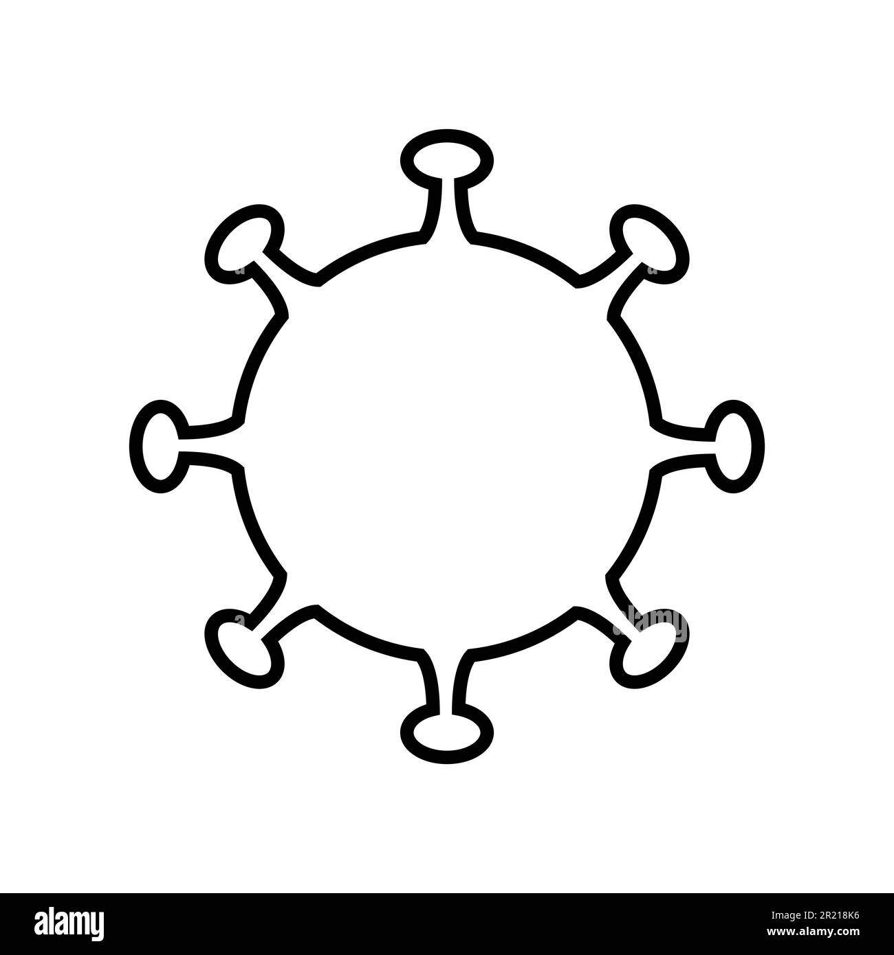 Icona volumetrica bianca e nera di virus nuovo microbico cinese dannoso ceppo pericoloso covid 019 coronavirus epidemia pandemia malattia. Illlust vettoriale Illustrazione Vettoriale