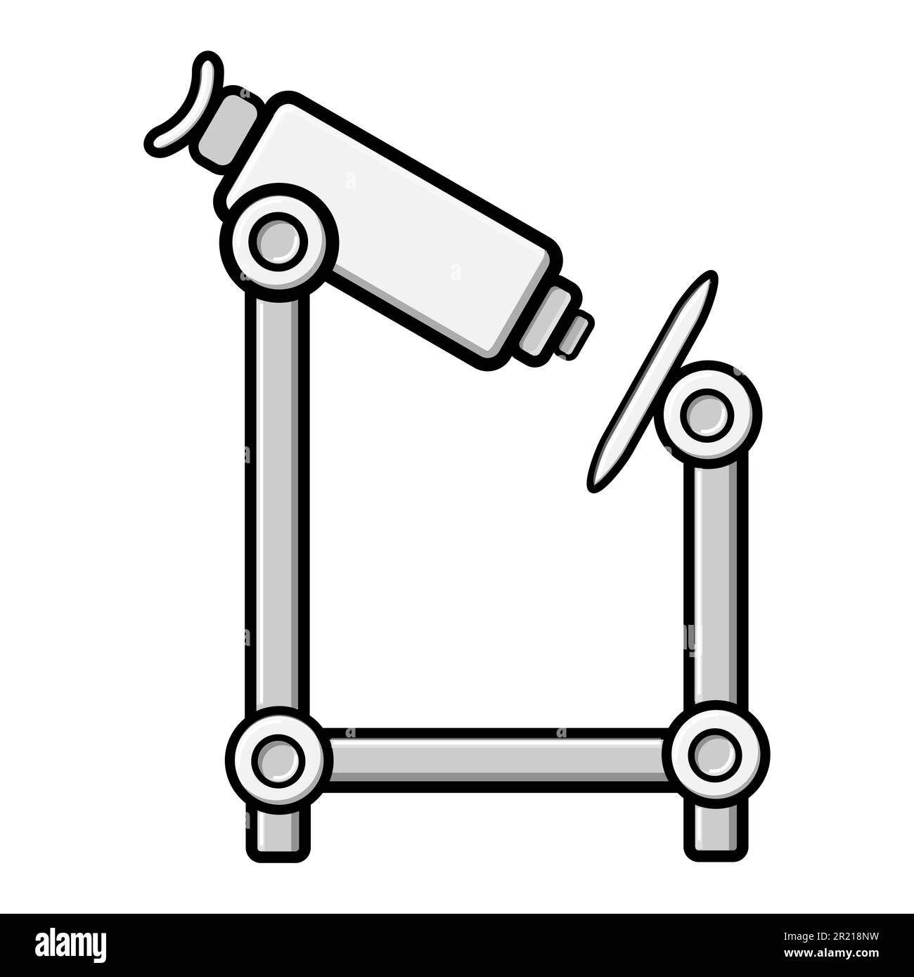 Ricerca medica microscopio ottico digitale da tavolo piccolo per la ricerca in laboratorio, studio di farmaci scientifici, icona su sfondo bianco. Vect Illustrazione Vettoriale