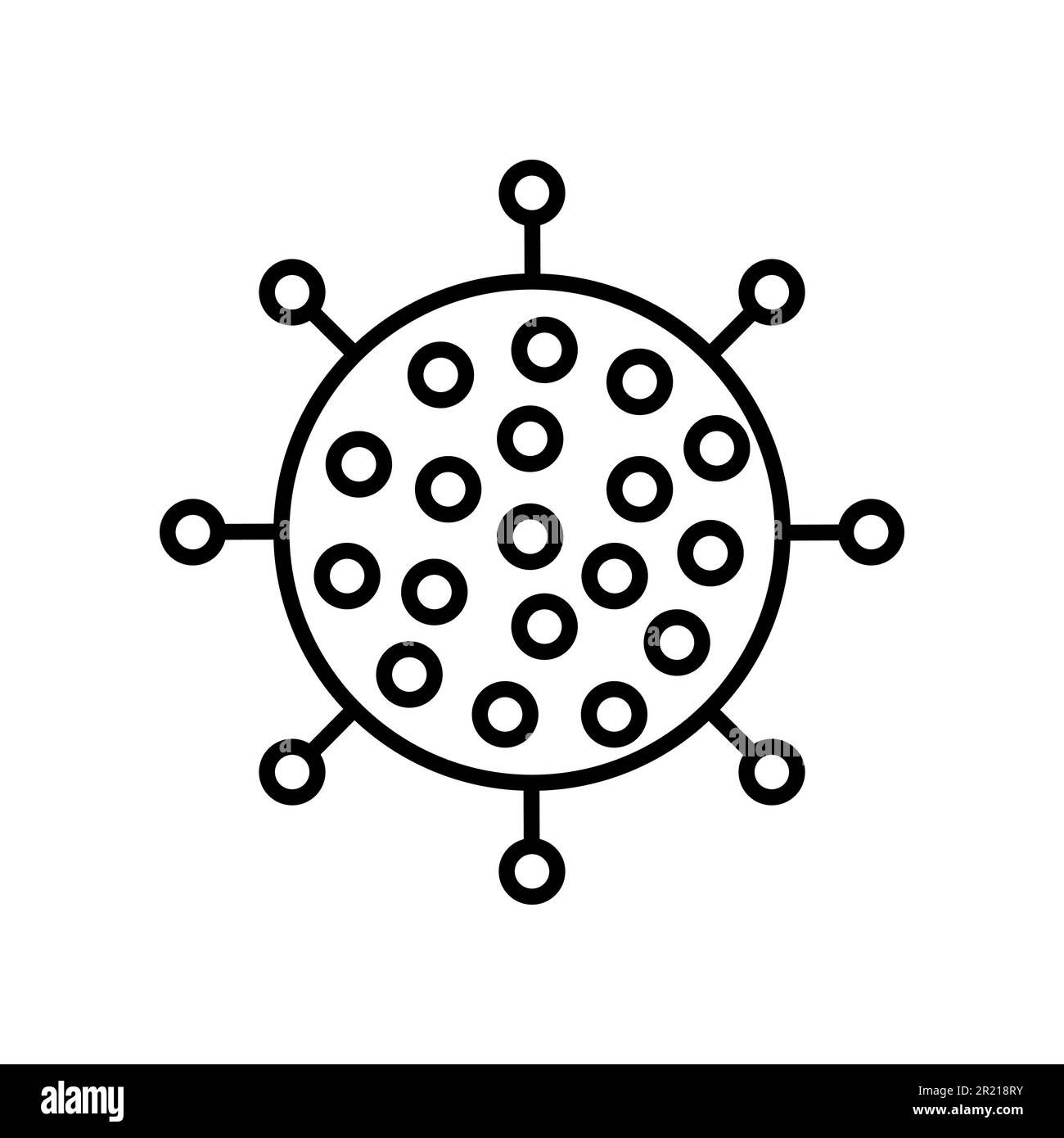 Icona rotonda bianca e nera di nuovo virus cinese dannoso ceppo pericoloso Covid 019 coronavirus epidemia pandemia malattia. La distruzione dell'uomo Illustrazione Vettoriale