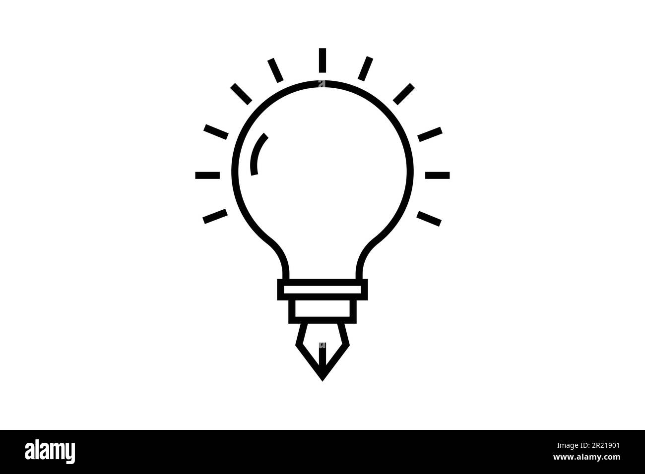 Icona dell'idea creativa. lampadina con penna. icona relativa all'idea creativa, all'innovazione, alla soluzione, all'istruzione. Stile icona linea. Semplice disegno vettoriale editabl Illustrazione Vettoriale