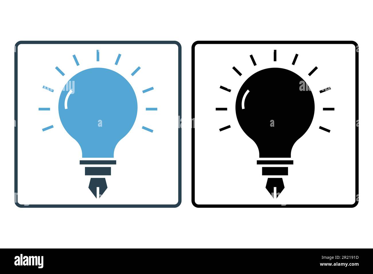 Icona dell'idea creativa. lampadina con penna. icona relativa all'idea creativa, all'innovazione, alla soluzione, all'istruzione. Stile icona a tinta unita. Semplice disegno vettoriale editab Illustrazione Vettoriale