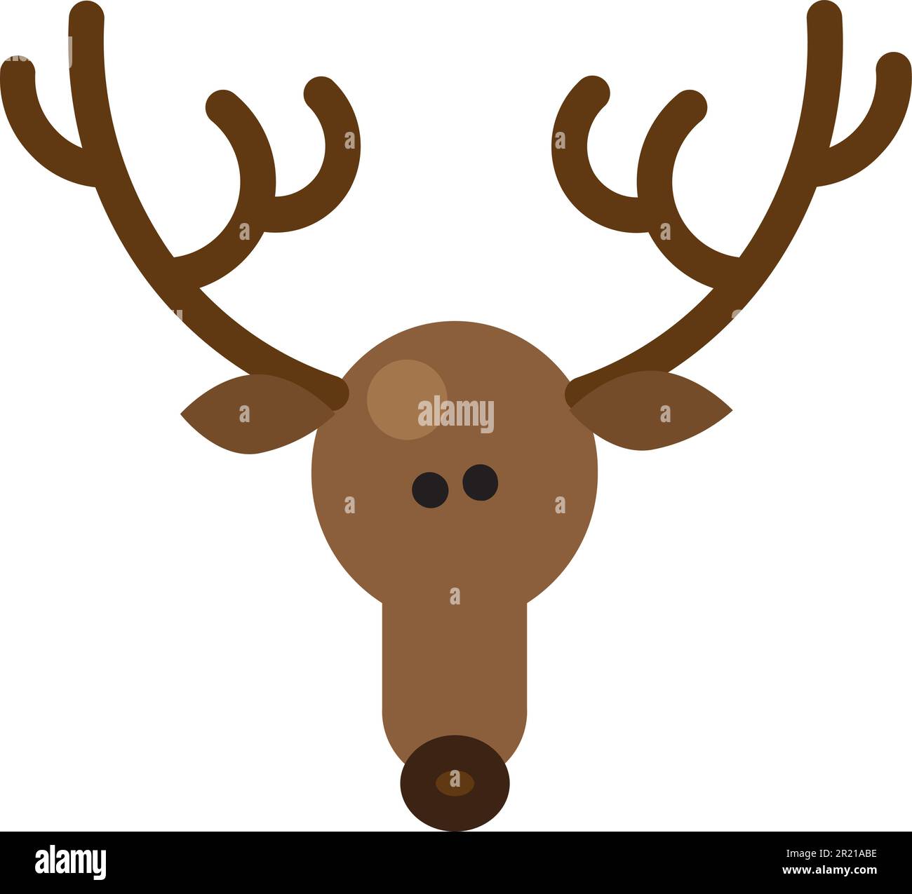 capriolo babbo natale animale per vettore di slitta in movimento. Muso di renne con corna, mammifero per il trasporto presenta in inverno vacanze natalizie stagionali Illustrazione Vettoriale