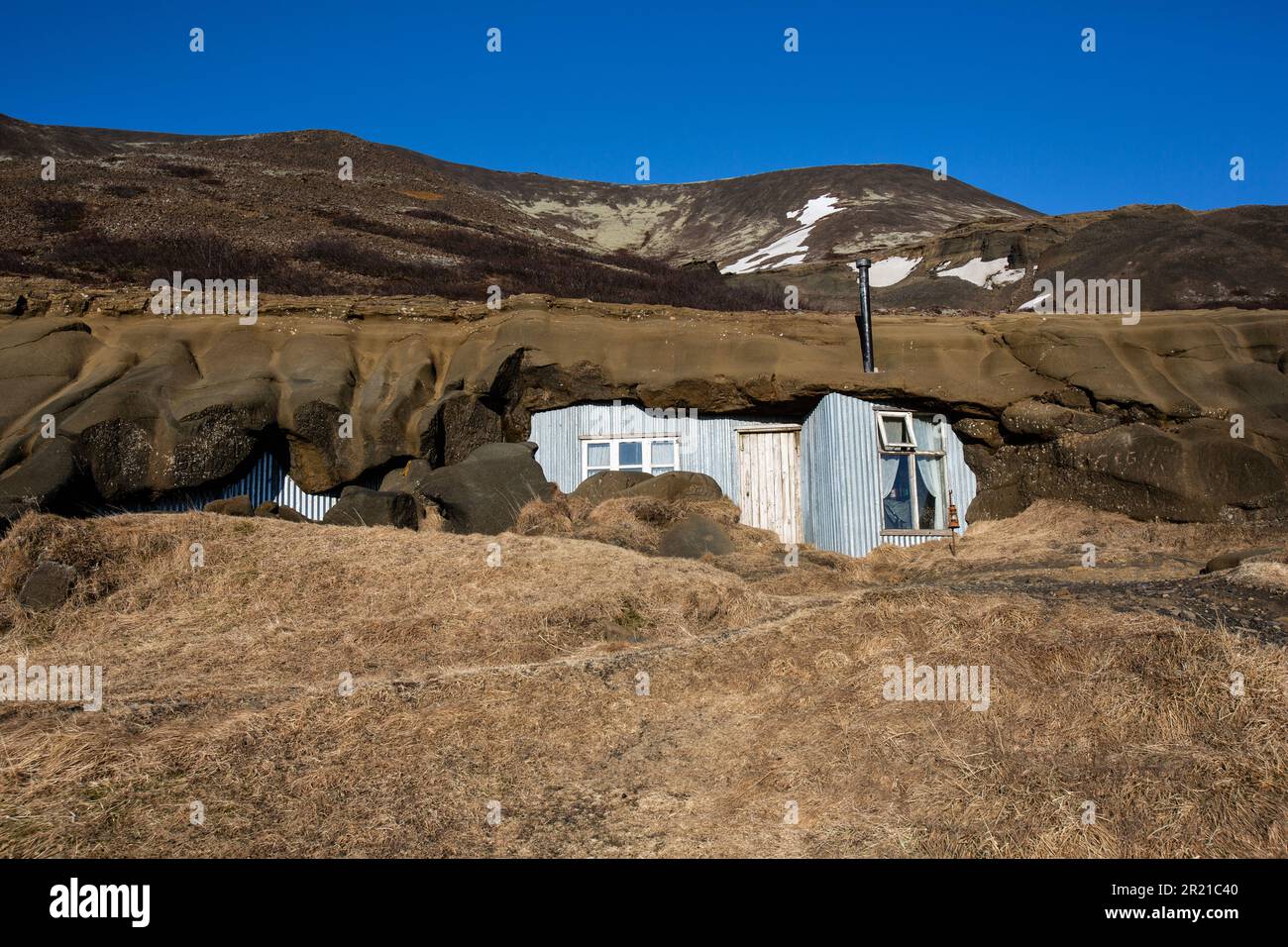 Laugarvatnshellar, Islanda, casa nella roccia Foto Stock