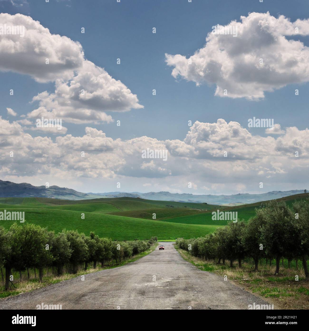 Paesaggio rurale alla luce della Sicilia, Italia Foto Stock