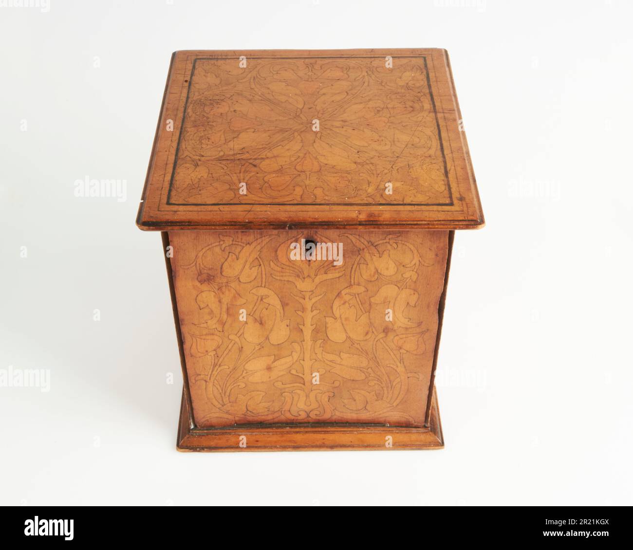 Insolito antiquariato 1900s Arti e mestieri penna e inchiostro casella di lavoro con discesa frontale Foto Stock