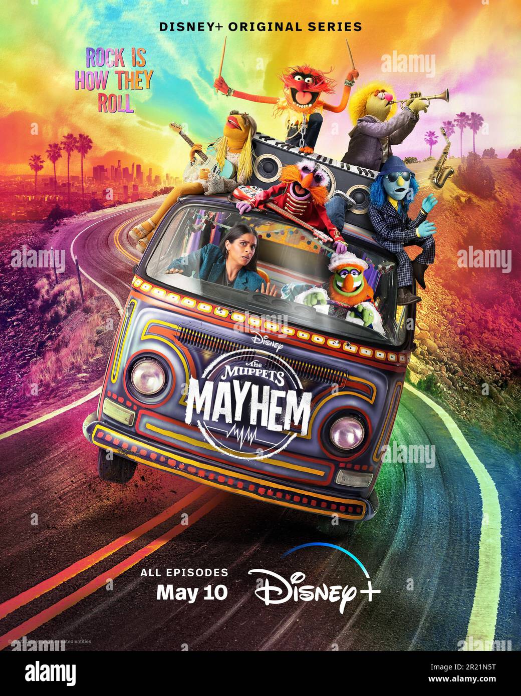 Il poster Mayhem dei Muppets Foto Stock