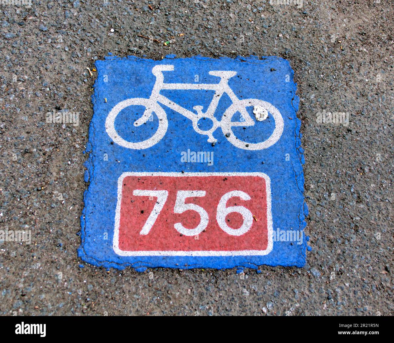 Cartello NCR National Cycling Route 756 Foto Stock