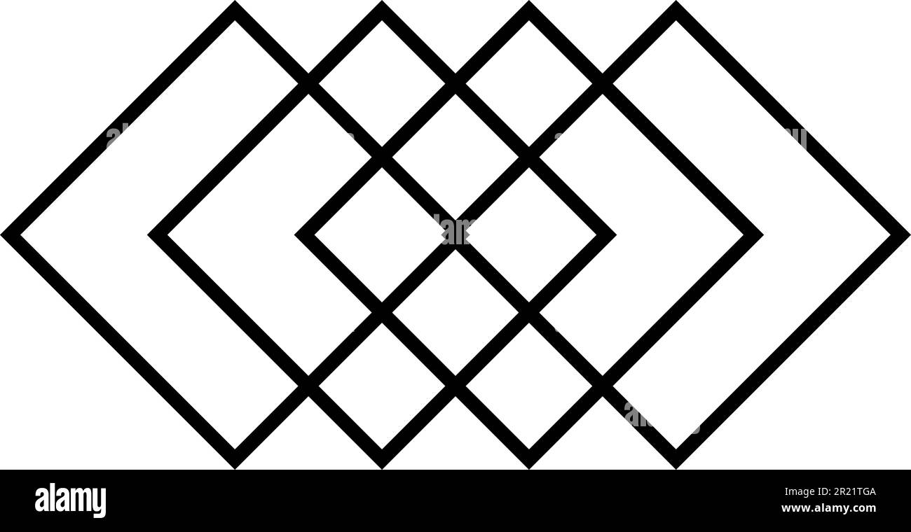 Piazze rombo simbolo di lusso combinate in reticolo verticale decorativo di semplice forma geometrica. Simbolo mistico in stile boho. Vettore sacro segreto Illustrazione Vettoriale