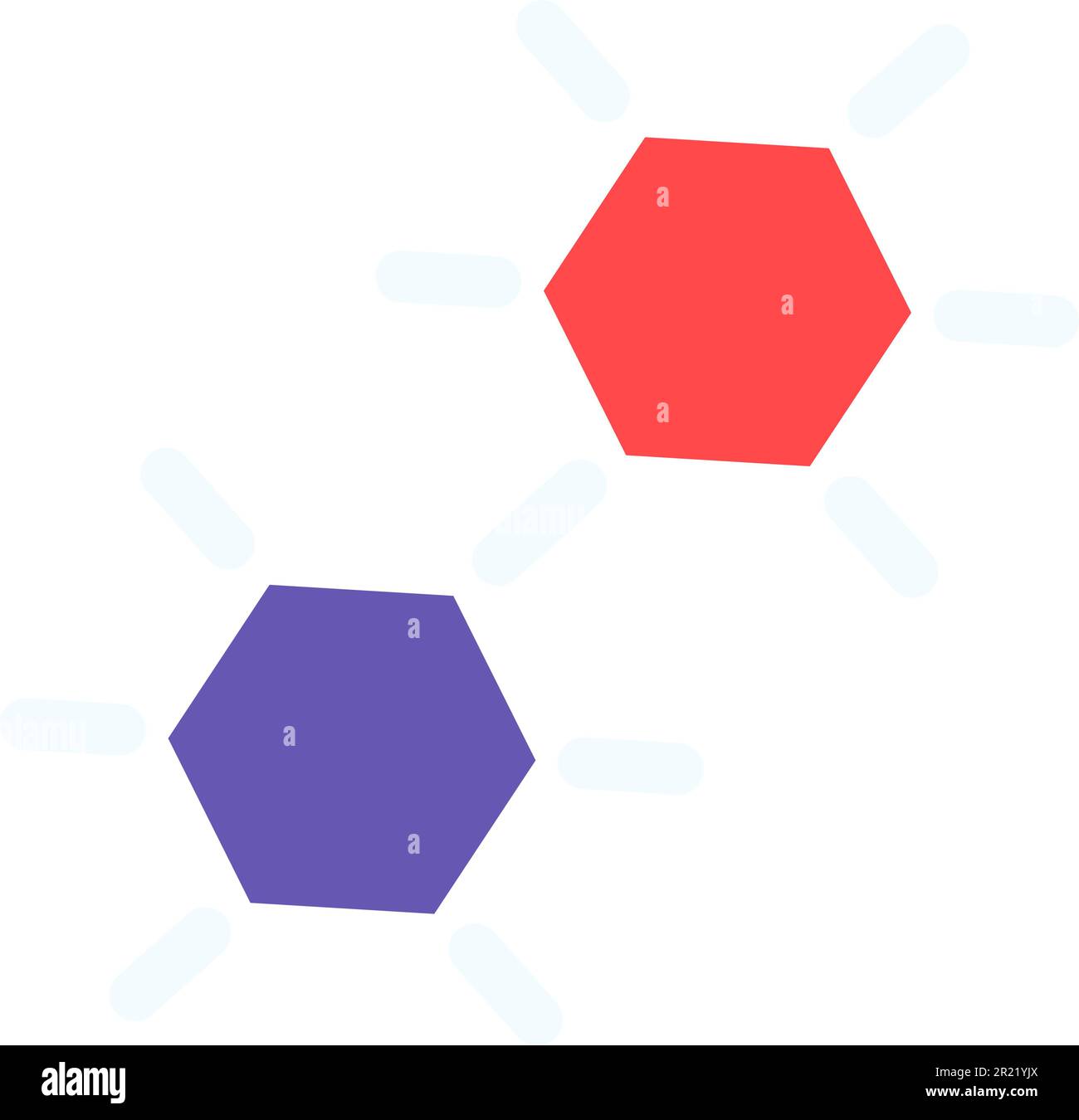 Coppia strutturale di proteina organica semplice in reticolo strutturale con legami di valenza. Studio di elementi chimici a microlivello. Semplice colorato f Illustrazione Vettoriale