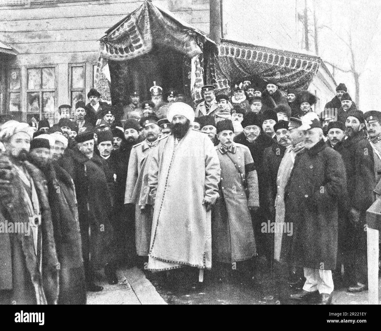 La posa della moschea di St Pietroburgo alla presenza dell'Emiro di Bukhara. Foto dal 1910. Foto Stock