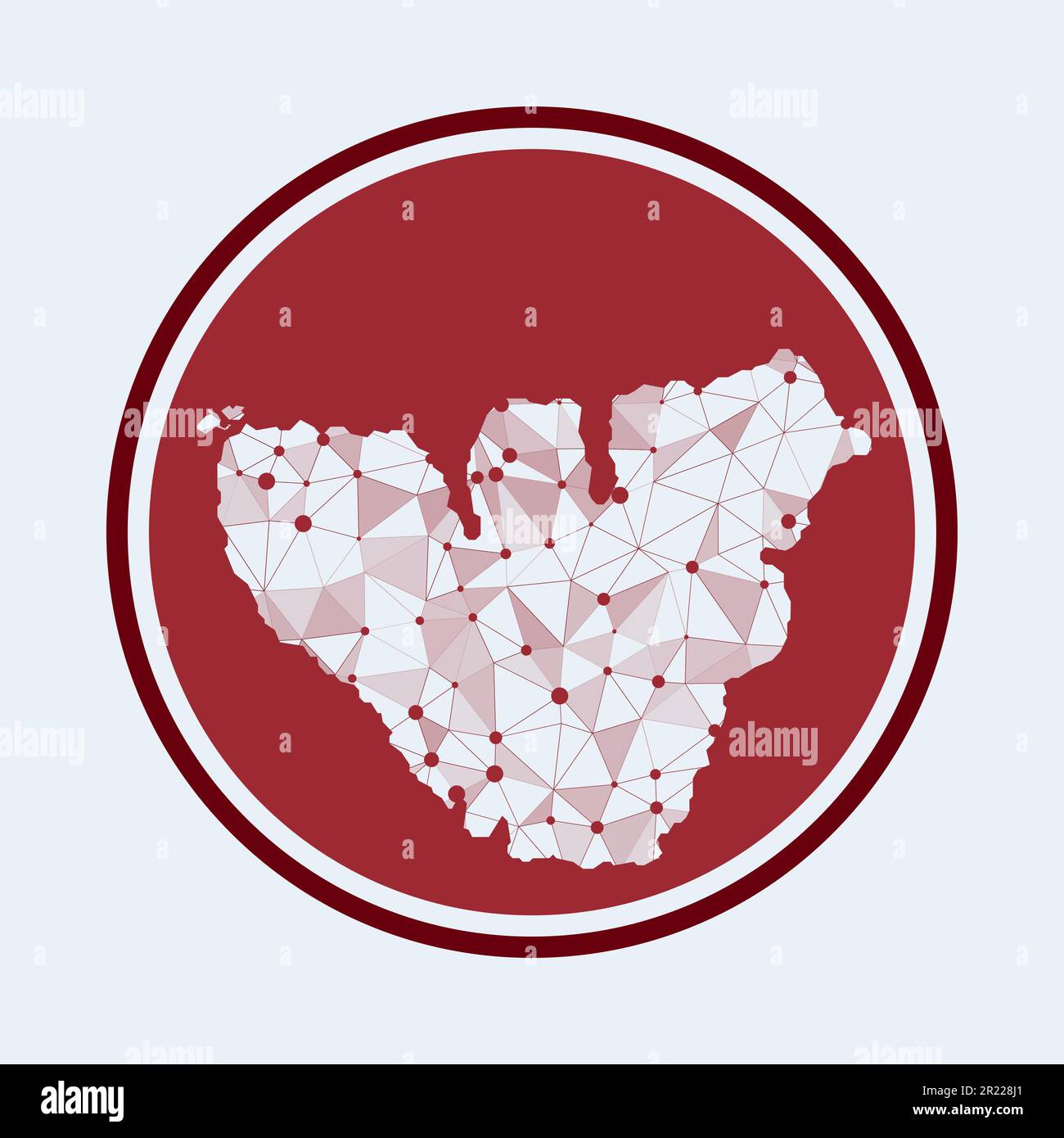 Icona Moorea. Logo tecnologico alla moda dell'isola. Design rotondo con mesh geometrica. Tecnologia, Internet, rete, concetto di telecomunicazione. Illustrazione Vettoriale