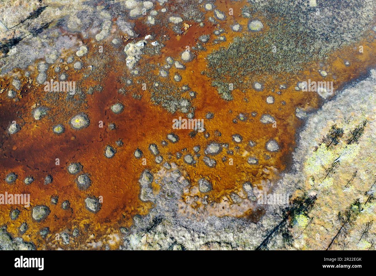 laghetto in palude, vista aerea, Svezia, Lapponia, Kiruna Foto Stock